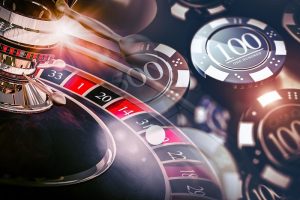 Casino Roulette Game Chips Concept 3D Illustration. Casino Gambling Theme.